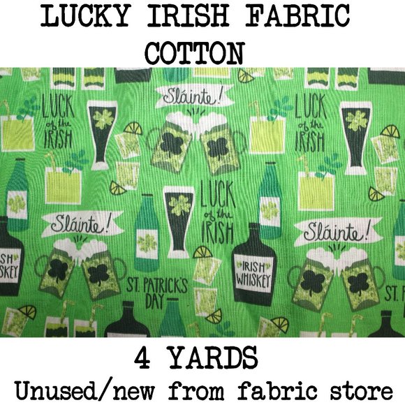 Fabric Other - 4 yards of Lucky Irish print cotton fabric St. Pat